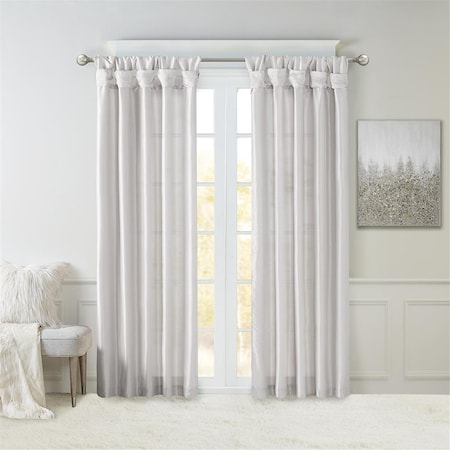 Madison Park Silver 100 Percent Polyester Twist Tab Lined Window Curtain MP40-6329